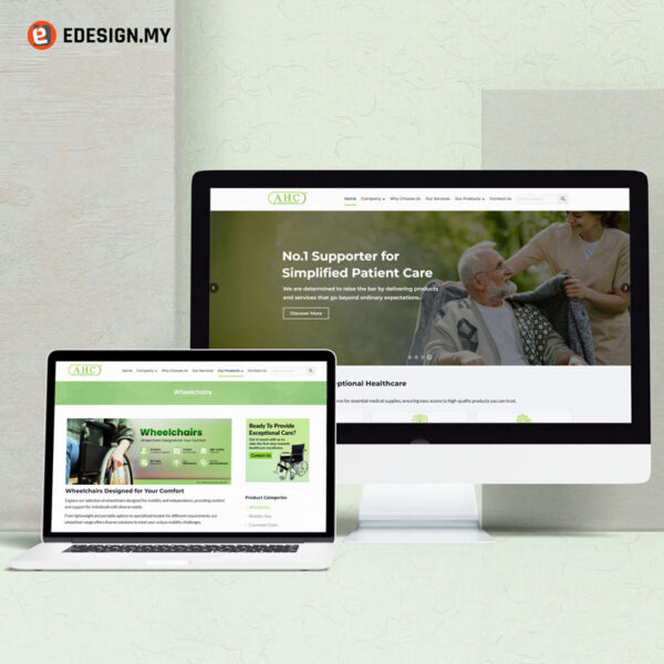 Website homepage designed to present AHC Medical’s healthcare product range clearly