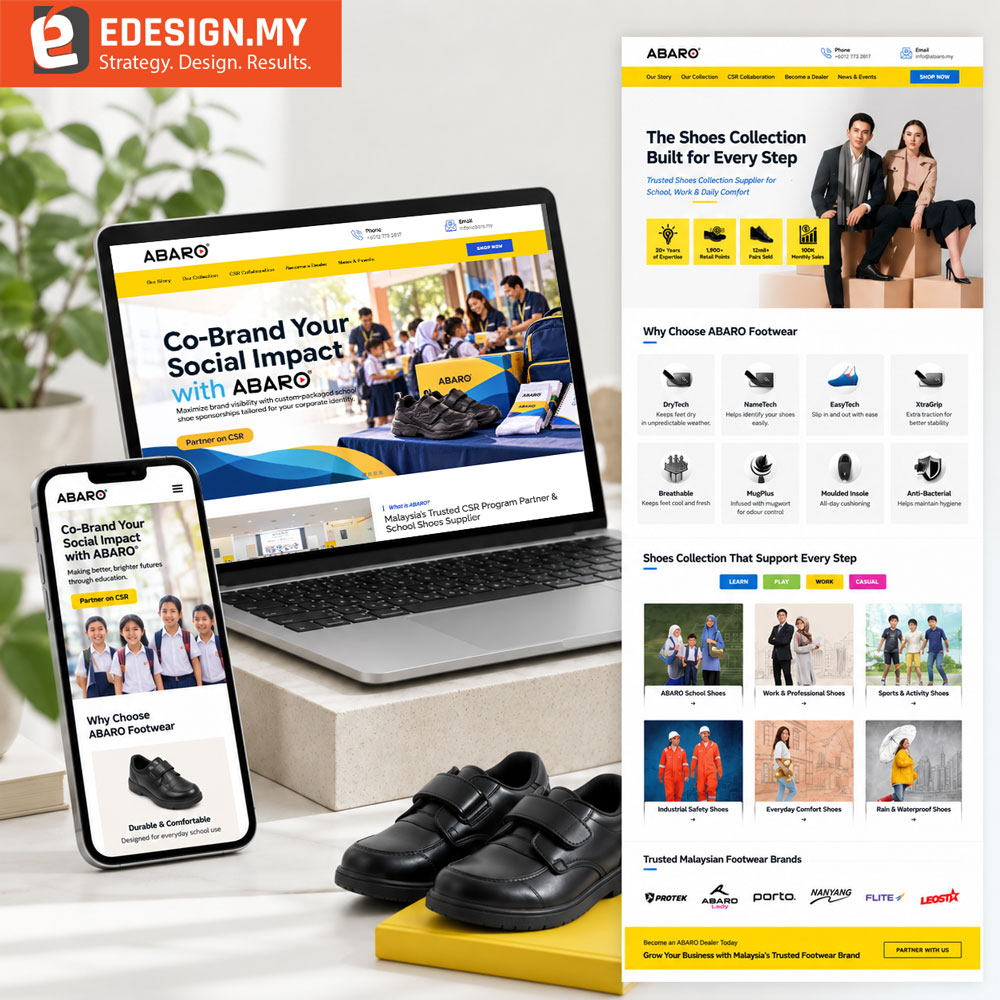 website design for school shoes brand