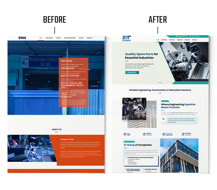 ZT Group engineering and construction website design